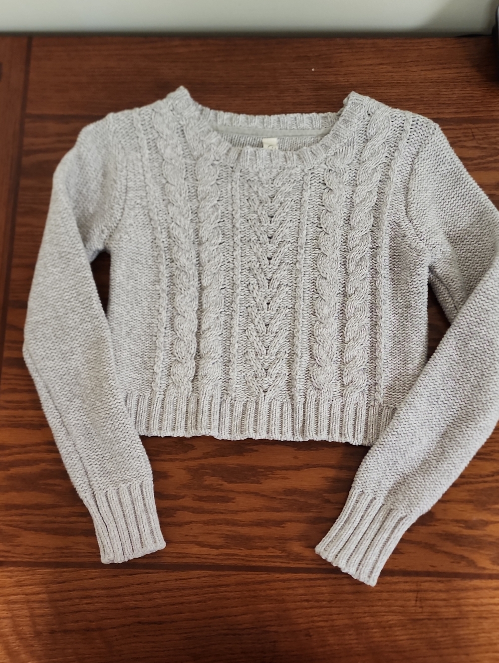 Cherokee Target Gray Cable Knit Crop Sweater Girls Size Large 10-12 Excellent